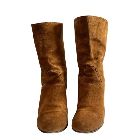 Free People DAKOTA Cognac Suede Slouch Mid Calf Heeled Boots $188 EU 37, 6.5 - Picture 4 of 10